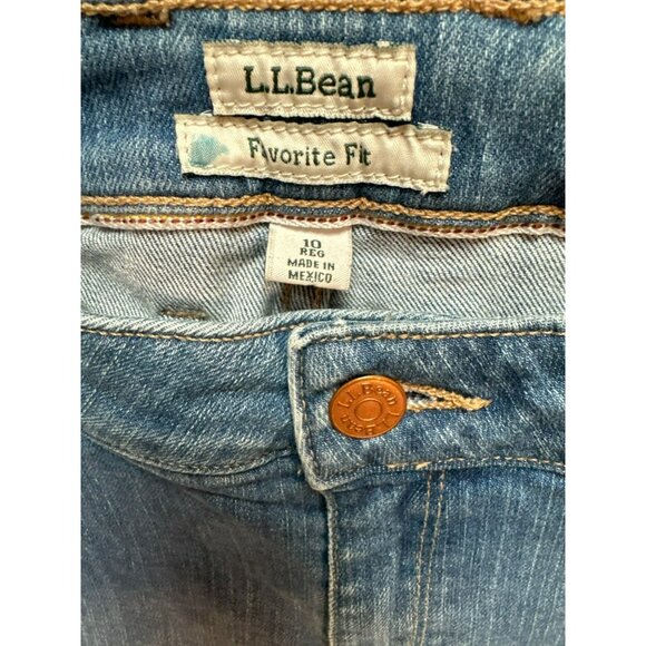 L.L.Bean Womens Favorite Fit Mid-Rise Straight Leg Jeans 10 Regular Blue Denim - Picture 2 of 3